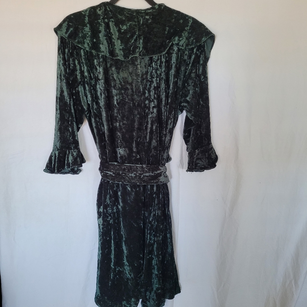 Victoria's Secret Robe Crushed Velvet Wrap Size M-L Emerald Green Moody - Picture 9 of 10